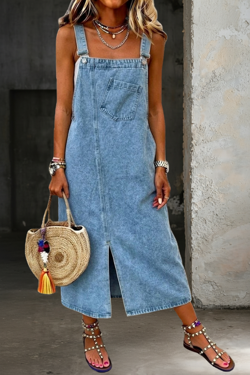 Georgia - Robe chasuble en denim décontractée
