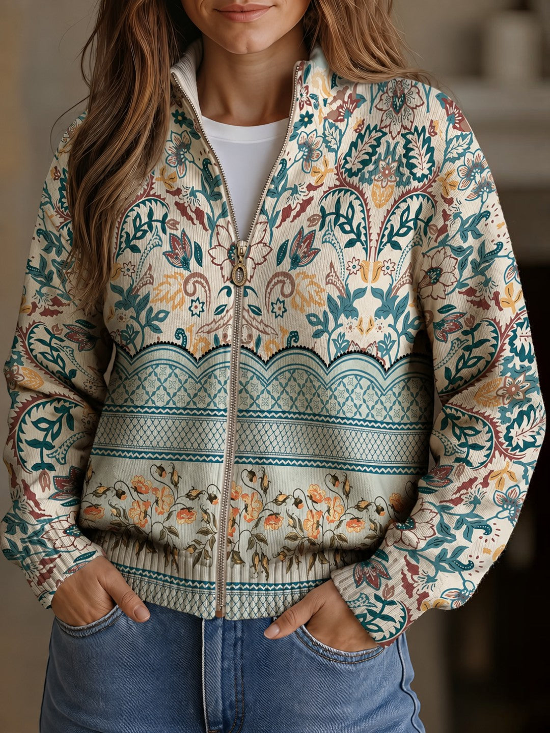 Ginette | Cardigan à bordure florale