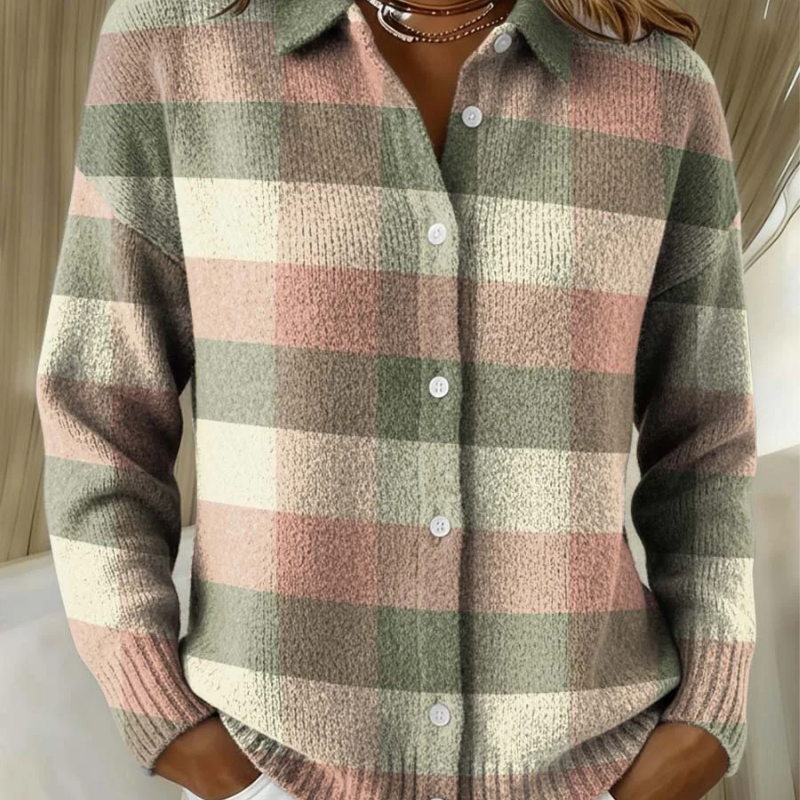 Grace | Cardigan tricot à carreaux pastel
