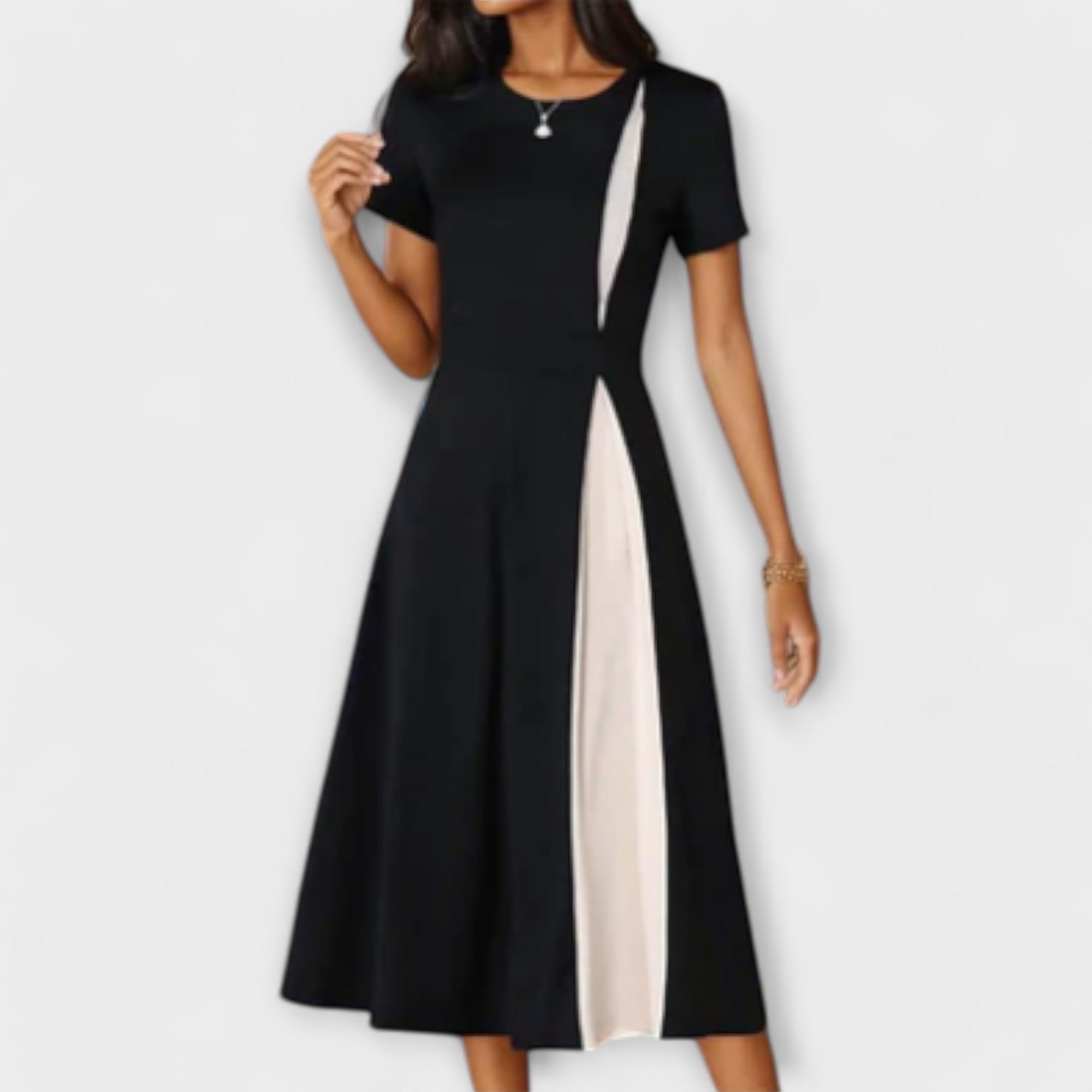 Hanne - Robe midi noire et blanche