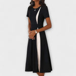 Hanne - Robe midi noire et blanche