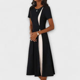 Hanne - Robe midi noire et blanche