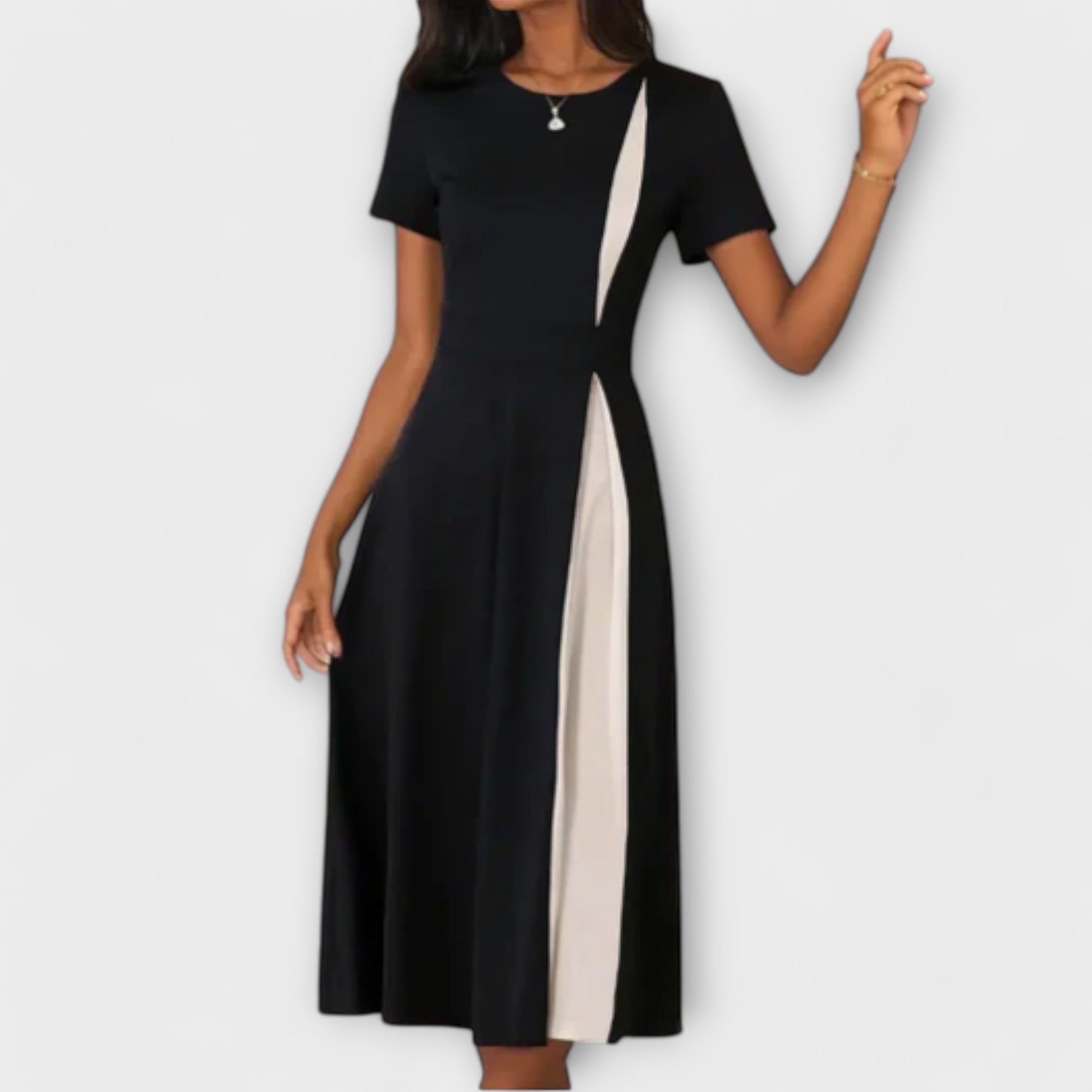 Hanne - Robe midi noire et blanche