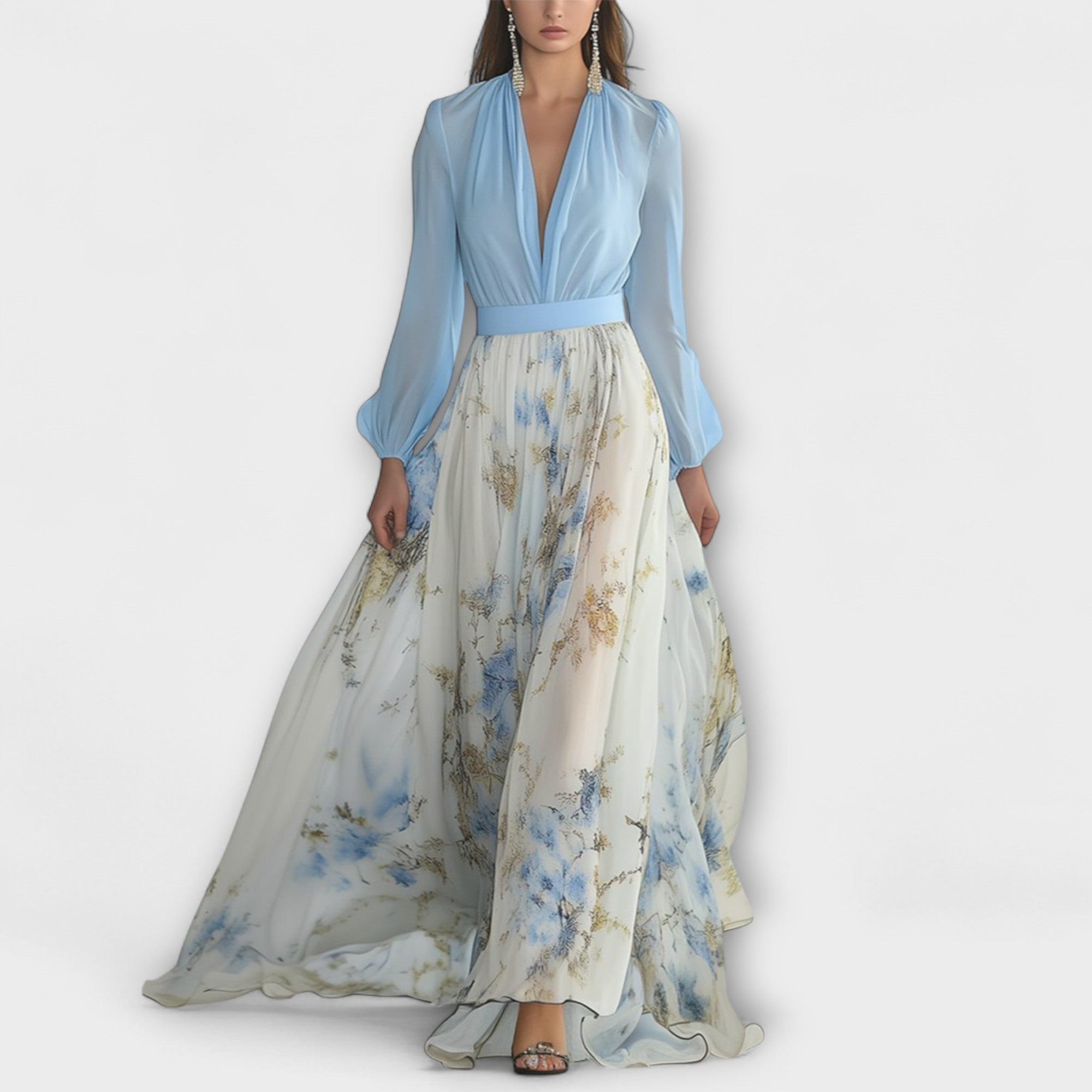Harper - Robe longue fleurie scintillante