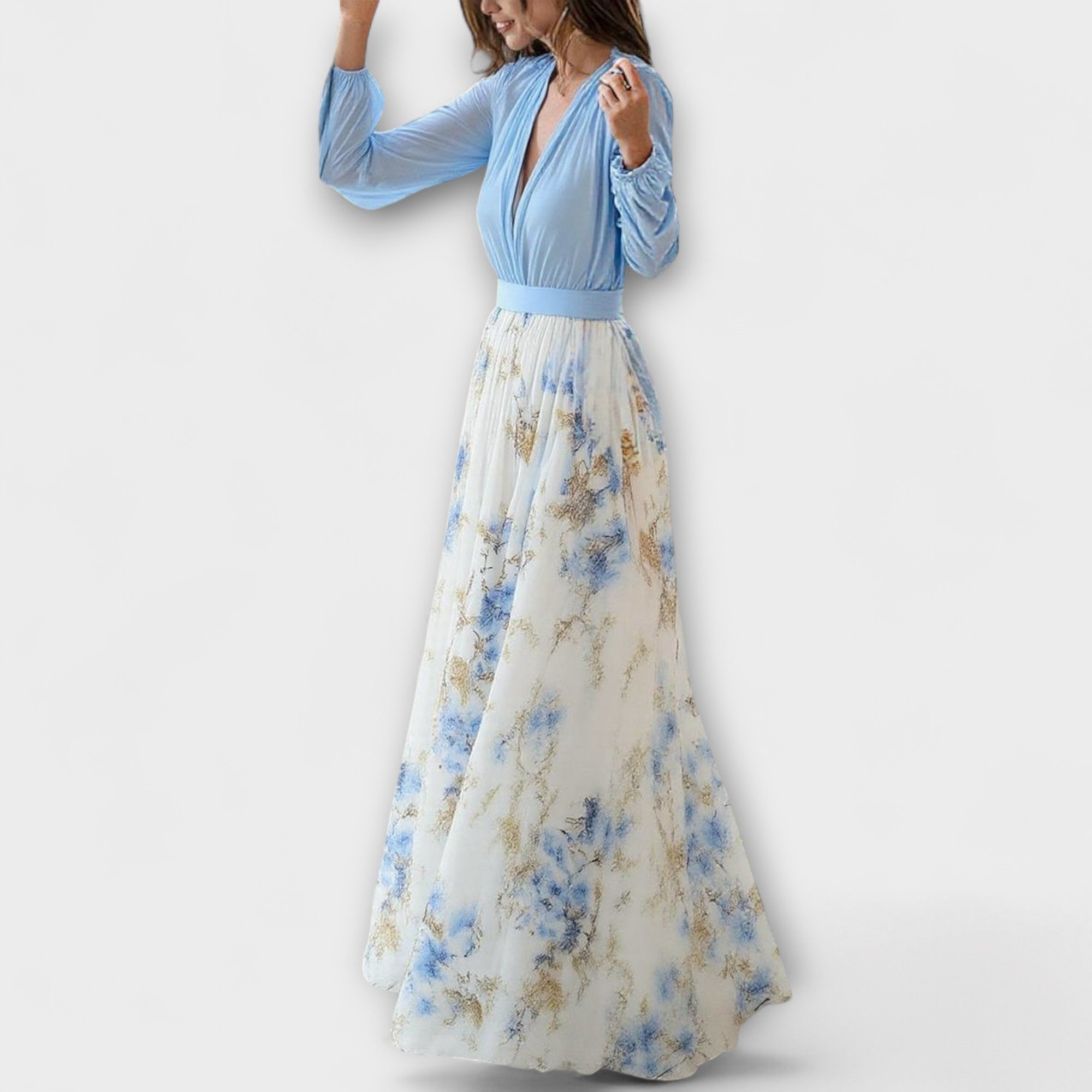 Harper - Robe longue fleurie scintillante