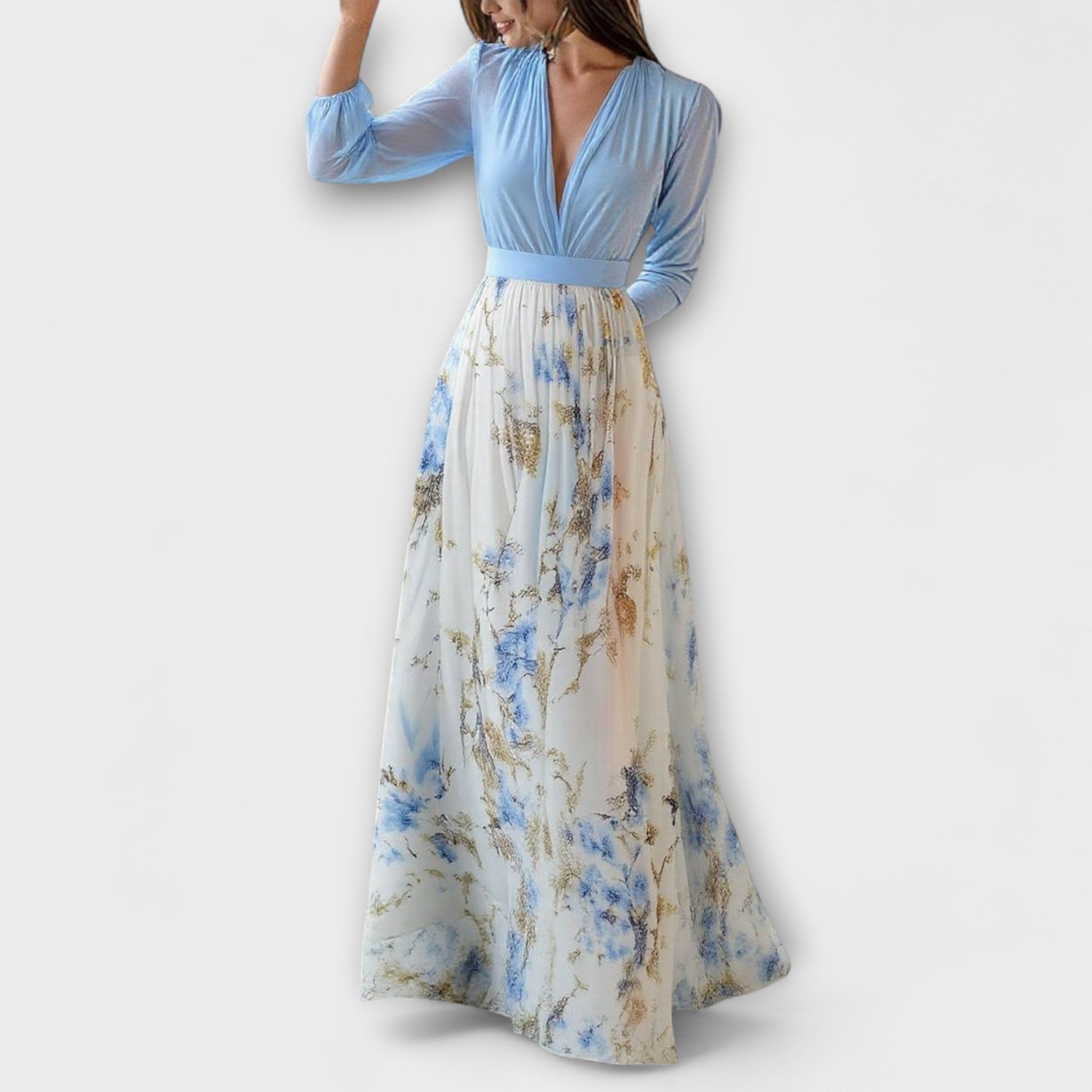 Harper - Robe longue fleurie scintillante