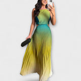 Haven – Robe longue dos nu, dégradée et plissée à nouer