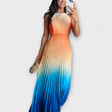Haven – Robe longue dos nu, dégradée et plissée à nouer