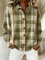 Hazel | Cardigan boutonné à carreaux olive
