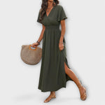 Heather - Une robe boho élégante à col en V et manches longues