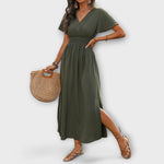 Heather - Une robe boho élégante à col en V et manches longues