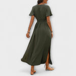 Heather - Une robe boho élégante à col en V et manches longues