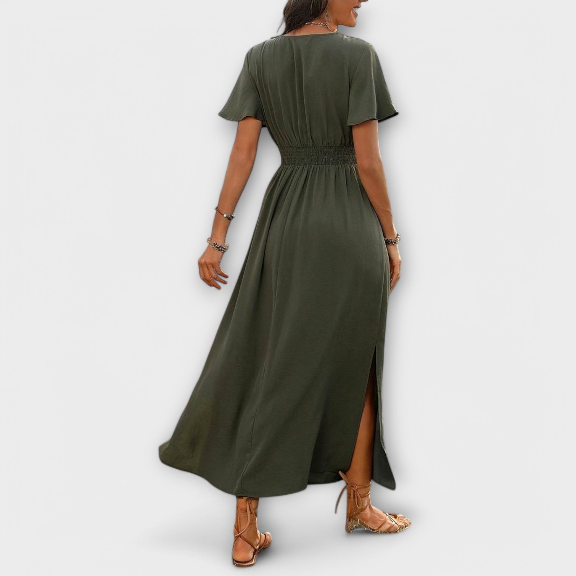 Heather - Une robe boho élégante à col en V et manches longues