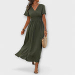 Heather - Une robe boho élégante à col en V et manches longues