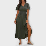 Heather - Une robe boho élégante à col en V et manches longues