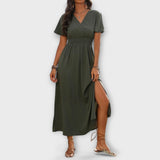 Heather - Une robe boho élégante à col en V et manches longues