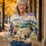 Henriette | Cardigan à motif de chardons et de paysage