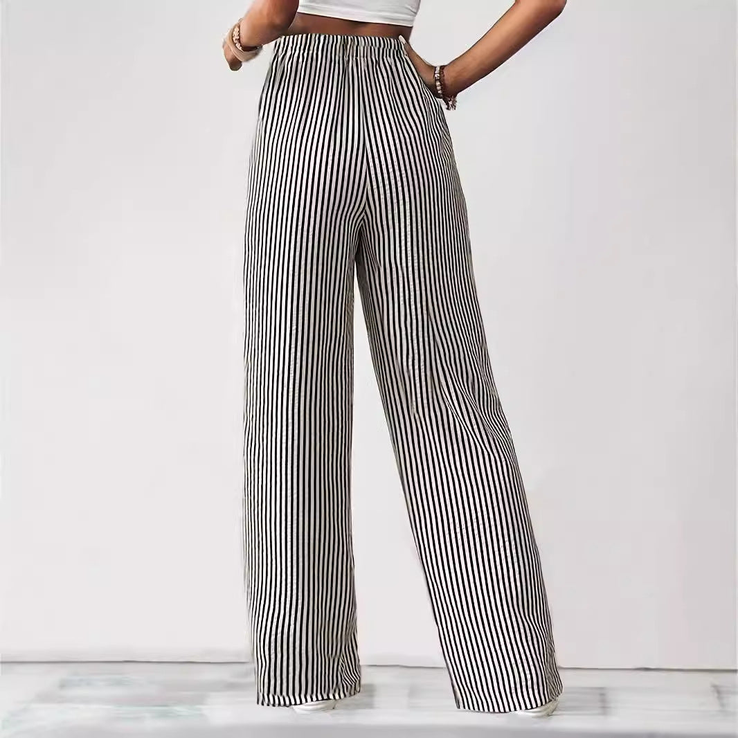 Hollis – Pantalon rayé à jambe large