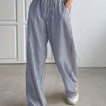 Hollis – Pantalon rayé à jambe large