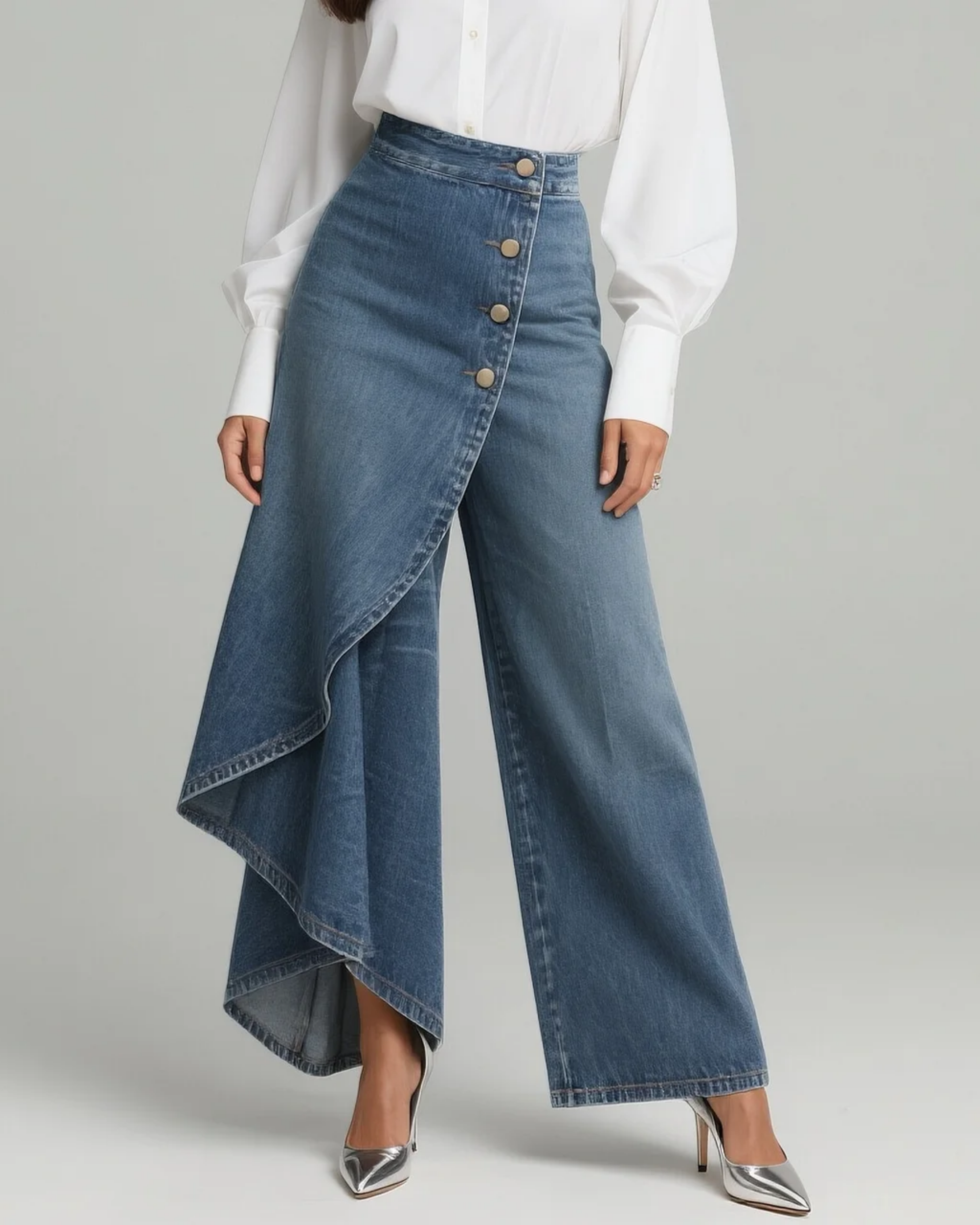 Holly - Pantalon en denim cache-cœur