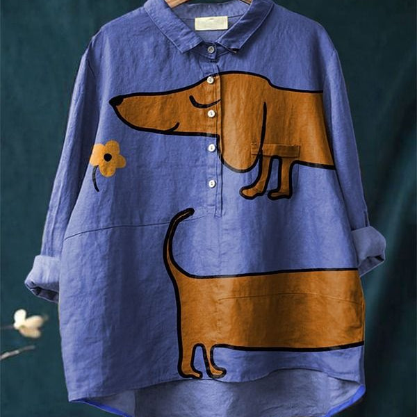 Ida | Blouse décontractée à imprimé artistique teckel
