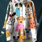 Ida | Blouse décontractée ludique à imprimé chien coloré