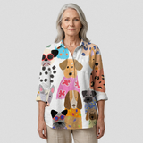 Ida | Blouse décontractée ludique à imprimé chien coloré