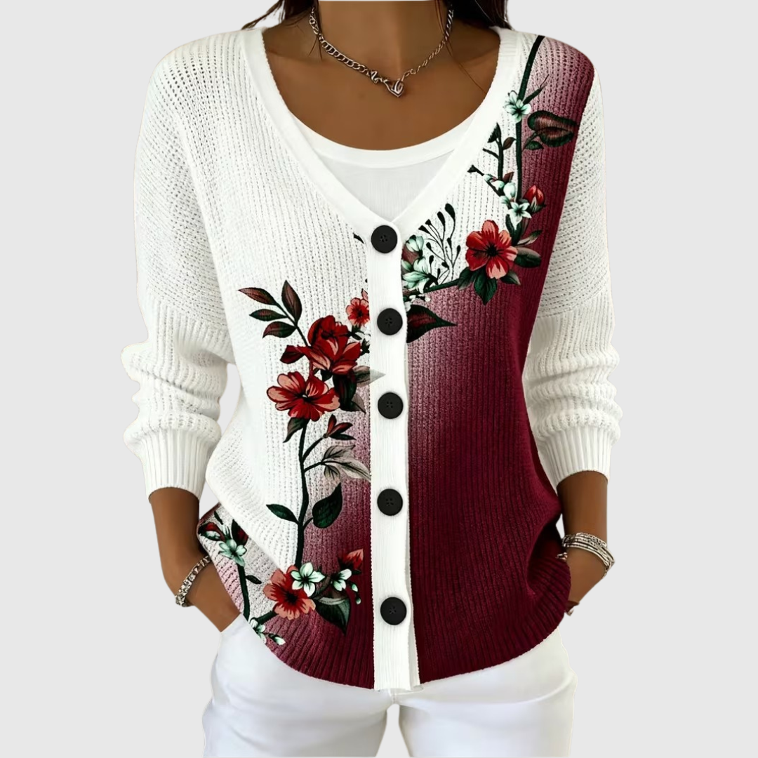 Adelaide | Cardigan à bande de roses