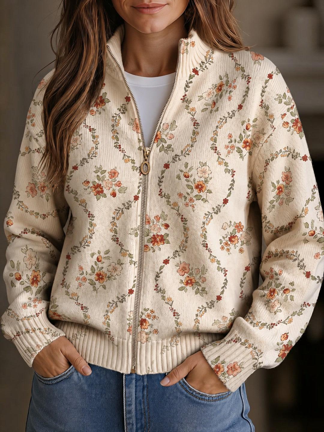 Irma | Cardigan à fines volutes fleuries