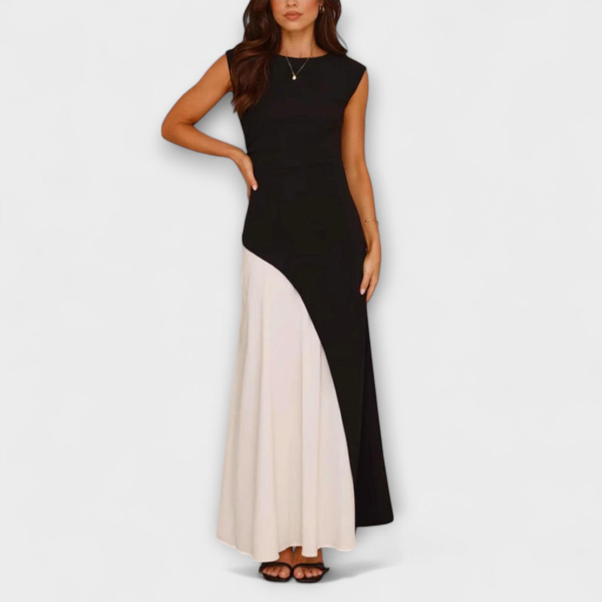 Isabel - Robe colorblock monochrome à taille marquée