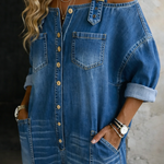 Isla - Combinaison en denim épaules dénudées