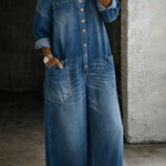 Isla - Combinaison en denim épaules dénudées