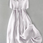 Isla | Robe élégante en coton-lin à manches mi-longues