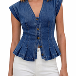 Isobel - Haut en denim à col en V