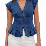 Isobel - Haut en denim à col en V