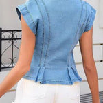 Isobel - Haut en denim à col en V