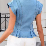 Isobel - Haut en denim à col en V