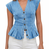 Isobel - Haut en denim à col en V