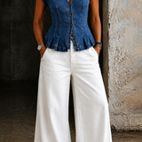 Isobel - Haut en denim à col en V