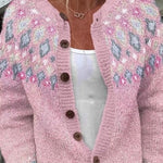Thomasin | Cardigan rose à motif losanges