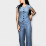 Ivy - Ensemble haut col V et pantalon élégant