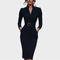 Jana | Robe droite noire élégante avec ceinture