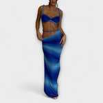 Jane - Ensemble crop top tressé dégradé et jupe superposée