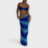Jane - Ensemble crop top tressé dégradé et jupe superposée