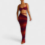 Jane - Ensemble crop top tressé dégradé et jupe superposée