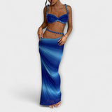 Jane - Ensemble crop top tressé dégradé et jupe superposée