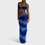Jane - Ensemble crop top tressé dégradé et jupe superposée