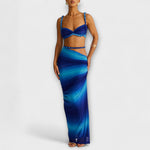 Jane - Ensemble crop top tressé dégradé et jupe superposée