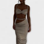 Jane - Ensemble crop top tressé dégradé et jupe superposée