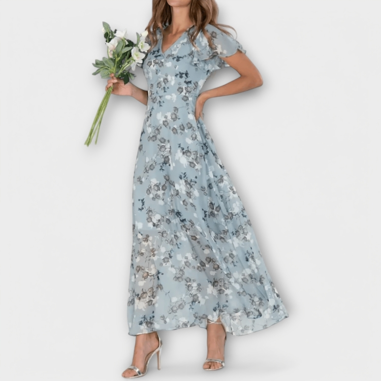 Jasmina | Robe longue en chiffon fleuri